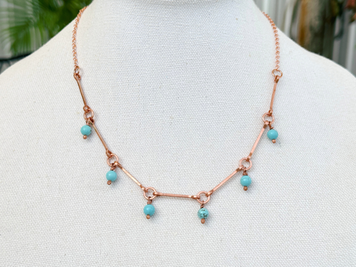 Turquoise Drops Charm Necklace