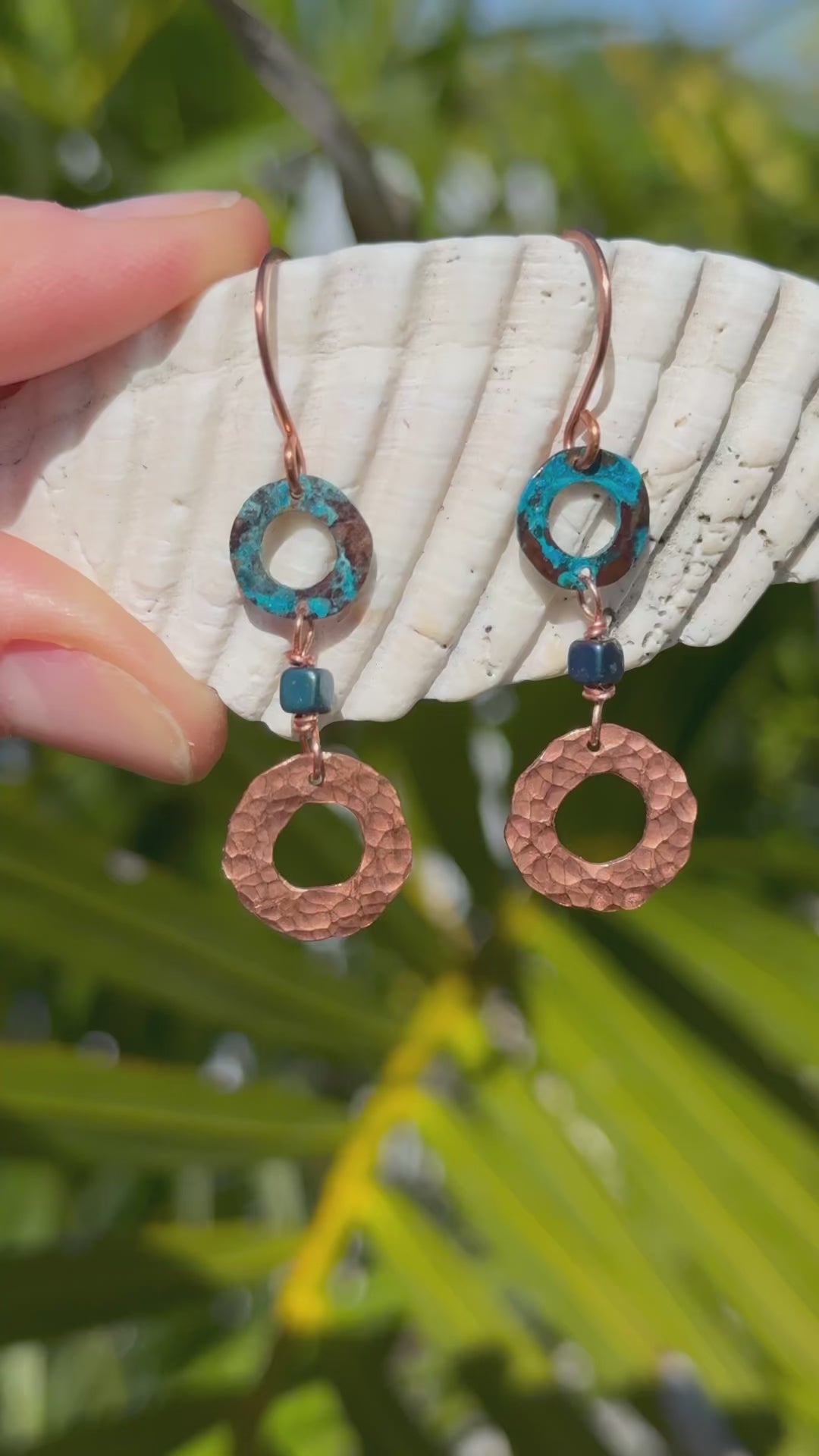 Verdigris Hammered Duo Dangles