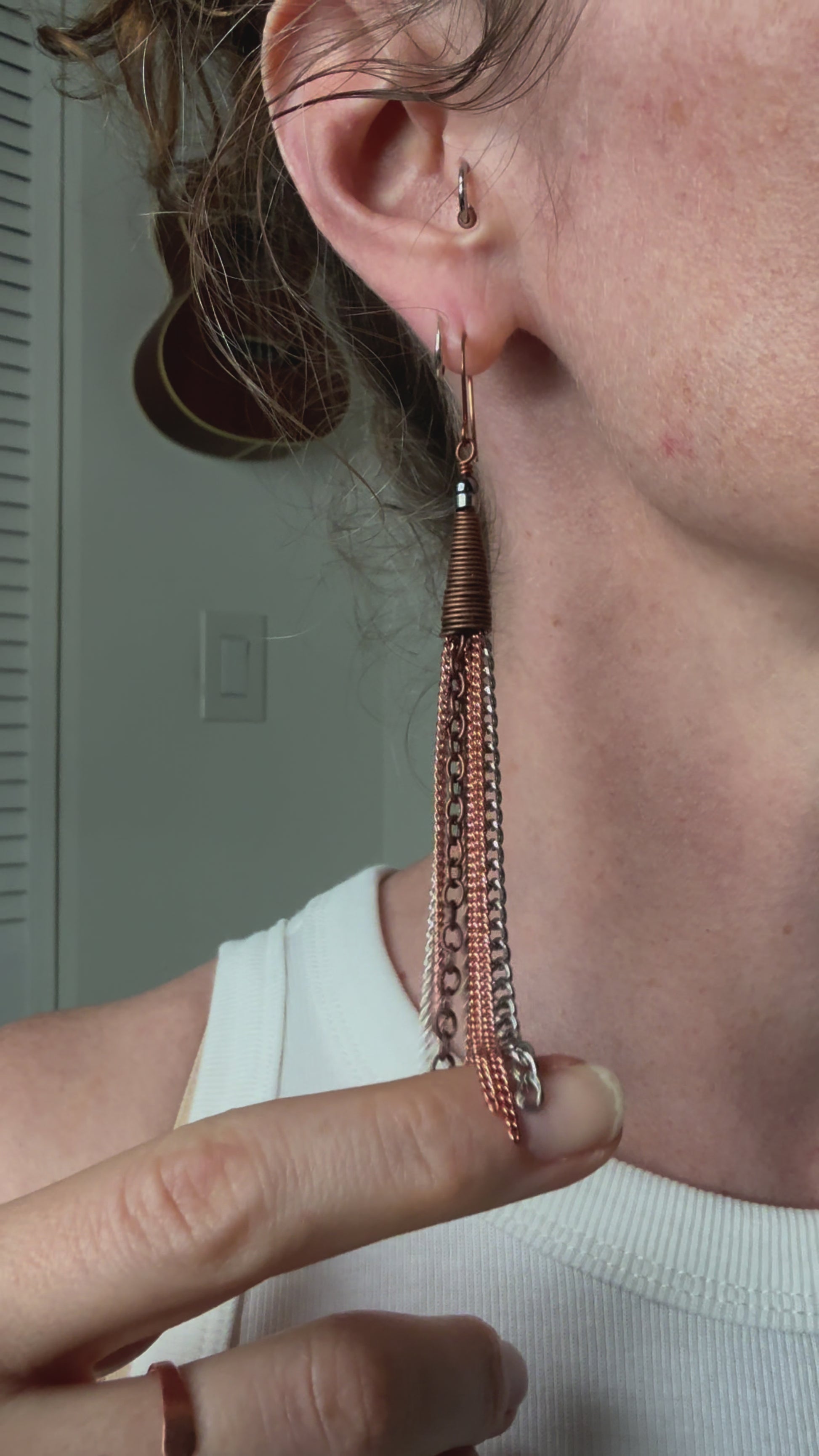 Mixed Metal Chain Fringe Earrings