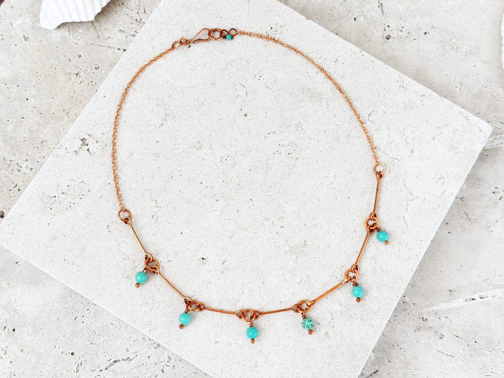 Turquoise Drops Charm Necklace